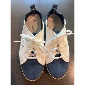 Eric Michael Women Size 37 White Blue Leather Ali Sneakers Made in Italy NWOB